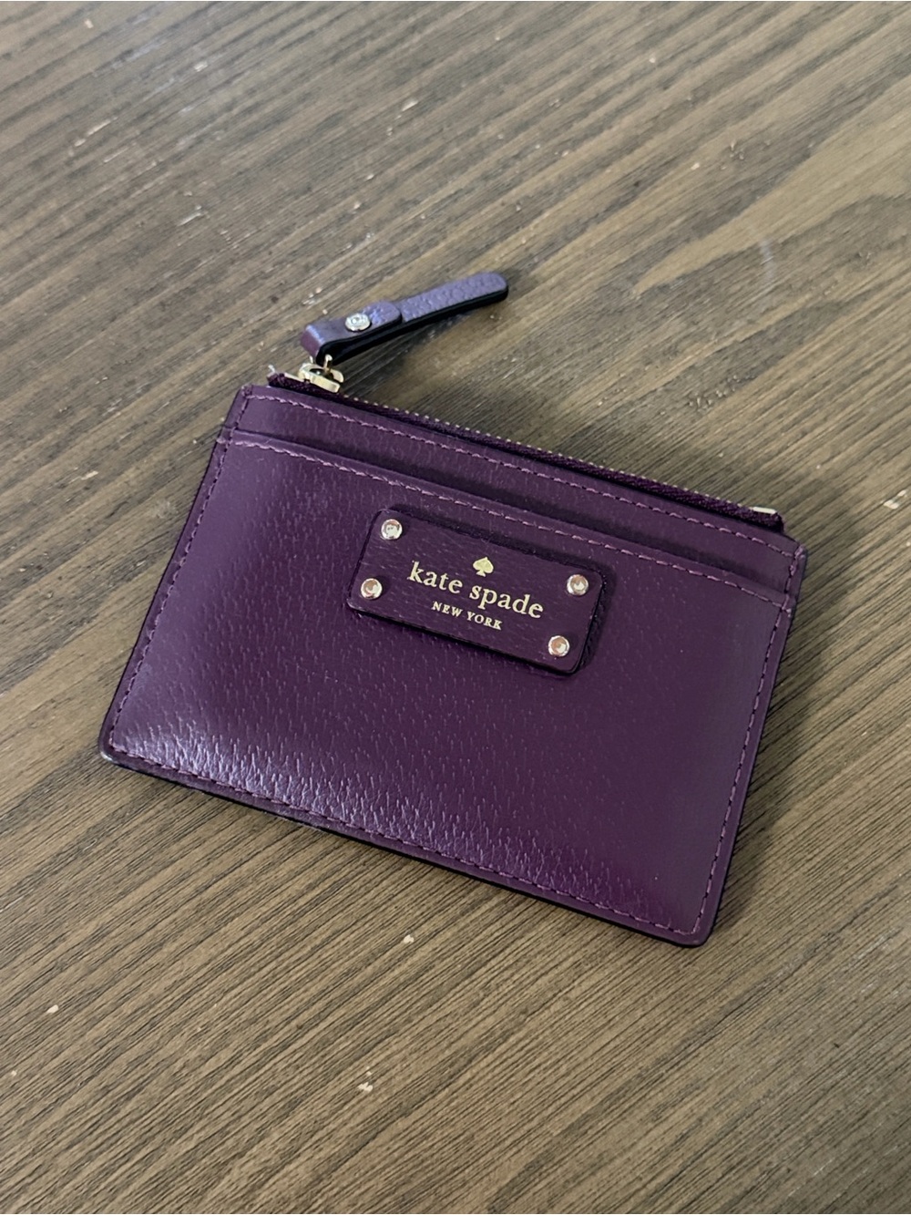 Kate Spade Purple Leather Zip Card Case